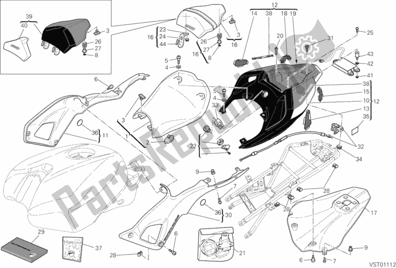 Toutes les pièces pour le Siège du Ducati Superbike 848 EVO Corse SE 2012
